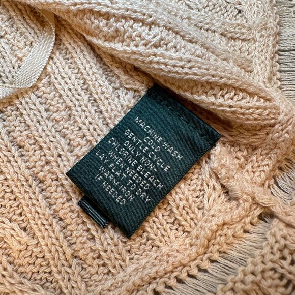 Lauren Ralph Lauren Open Front Knit Cardigan Women Scalloped Hem Sweater Knit - Picture 7 of 16